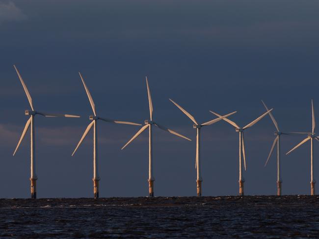 LIVERPOOL, ENGLAND - DECEMBER 07: Wind turbines generate electricity at Burno Bank Off Shore Wind Farm on December 07, 2022 in Liverpool, England. UK Prime minister Rishi Sunak has reversed his position on new onshore wind farms as the government said it will consult on proposals to allow further developments. (Photo by Nathan Stirk/Getty Images)