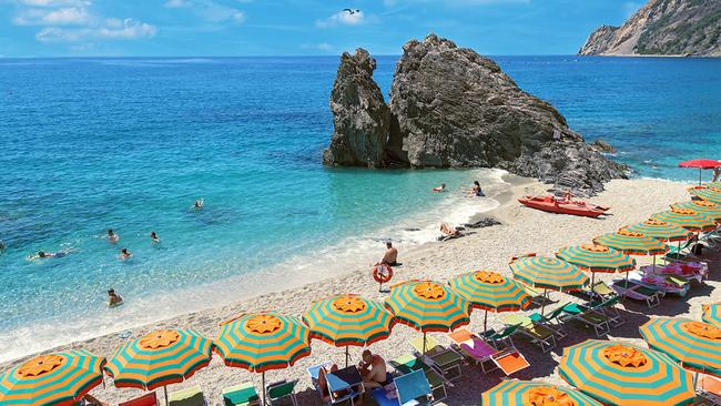 The beach at Monterosso on the Cinque Terre.