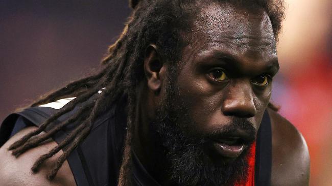 Anthony McDonald-Tipungwuti was subjected to a racist online attack after a Bombers elimination final loss he did not play in. Picture: Michael Klein