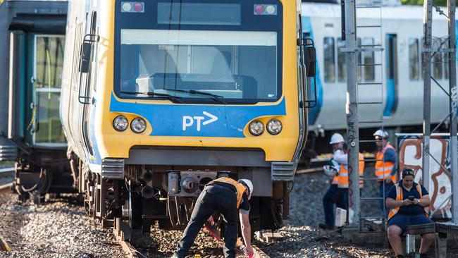 Crews at the scene of the derailment in 2016. Picture: Stuart Walmsley