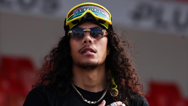 PENRITH, AUSTRALIA - OCTOBER 02: Jarome Luai of the Panthers greets fans during the Penrith Panthers NRL Grand Final celebrations at BlueBet Stadium on October 02, 2023 in Penrith, Australia. (Photo by Jenny Evans/Getty Images)