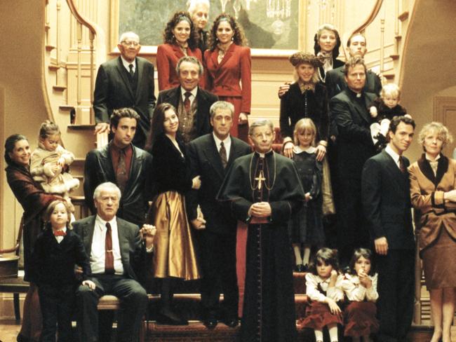 The cast from The Godfather Part III, with Al Pacino and Sofia Coppola at the centre of the image. Supplied