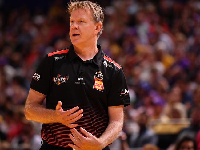 Flinn coaches for Illawarra against the Sydney Kings in early 2020. Picture: AAP Image/Dean Lewins.