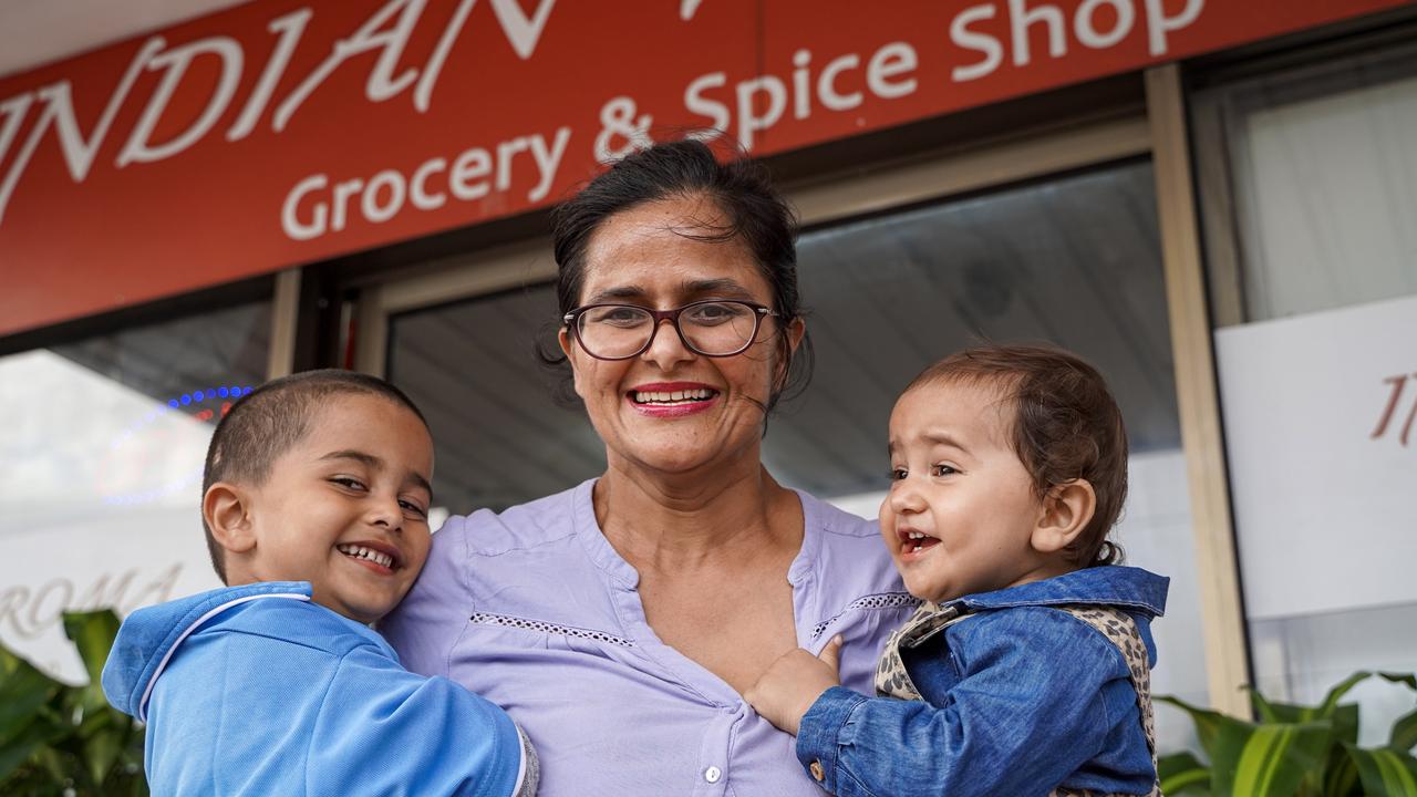 Indian Aroma Grocery and Spice owner and Mackay mum Kamal Kour, pictured with sons Rudr Bahl, 4, and Anhad Bahl, 1, is excited about the women's' Indian cricket team playing in Mackay. Picture: Heidi Petith