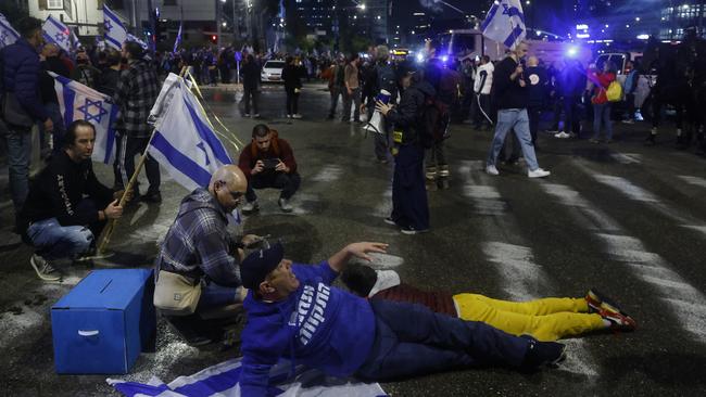 Security forces and protesters clash during an anti-government demonstration in Tel Aviv at the weekend. Picture: Getty Images