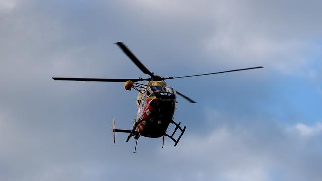 A rescue helicopter is pictured arriving at the Whakatane Airport. Picture: Getty