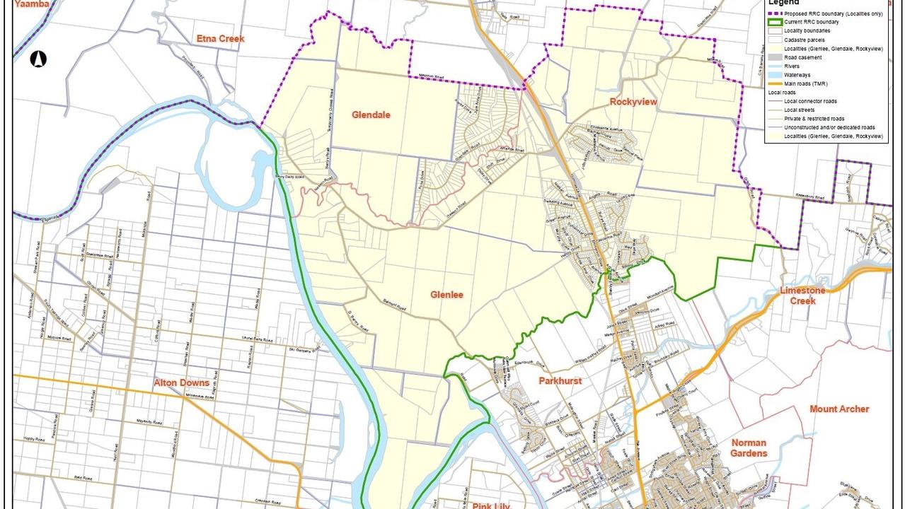 BOUNDARY MAP: The local government control of three suburbs north of Rockhampton - Rockyview, Glendale and Glenlee - is currently under review by the Change Commission with the possibility of Livingstone Shire transferring control over to Rockhampton Regional Council.