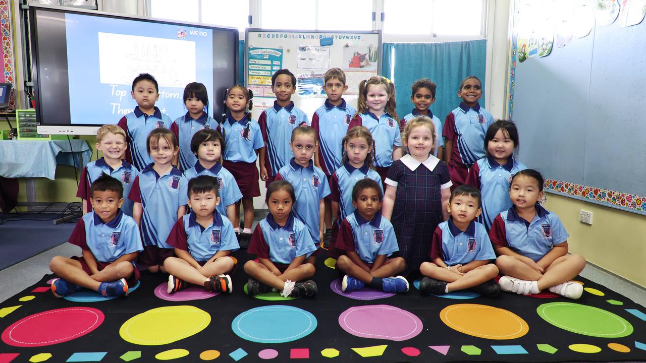 My First Year 2025 - Bentley Park College Prep Class A. Back row: Jayden, Emily, Oliveyt, Taitinui, Silas, Zahli, Issias, Jesmond Middle Row: Harley, Lucia, Kyle, Tiarle, Genesis, Harmony, no name supplied Front row: Viking, Royce, Sohana, Joashton, Clinton, Alison. Picture: Brendan Radke