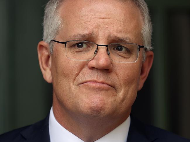 CANBERRA, AUSTRALIA NewsWire Photos OCTOBER, 01 2021:  Prime Minister Scott Morrison spoke to the media at a press conference at The Lodge in Canberra.Picture: NCA NewsWire / Gary Ramage