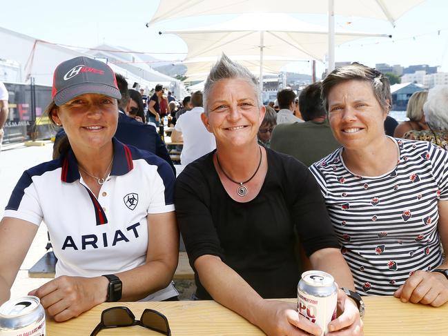 From left, Ruth Evans, of Sandy Bay, Claire Le Duc, of Adelaide, and Fiona Pringle-Jones, of Taroona. PICTURE: MATT THOMPSON