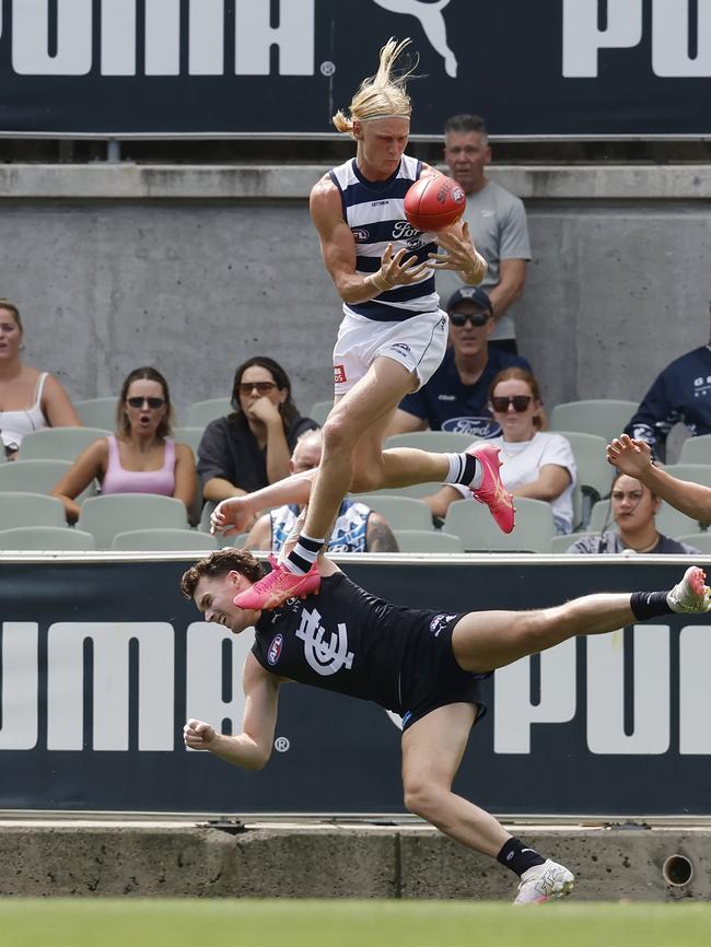 Oliver Dempsey’s pre-season hanger against the Blues. Picture: Michael Klein