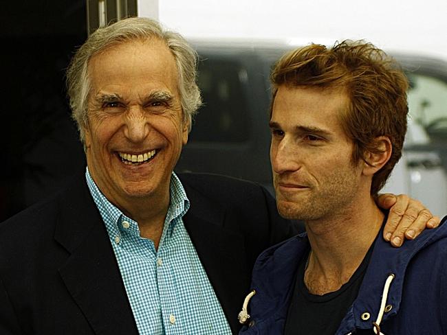Henry Winkler and his son director Max Winkler are seen after enjoying lunch in Beverly Hills.  Pictured: Henry Winkler and Max Winkler Ref: SPL682611 160114  Picture by: KAT / Splash News  Splash News and Pictures Los Angeles: 310-821-2666 New York: 212-619-2666 London: 870-934-2666 photodesk@splashnews.com