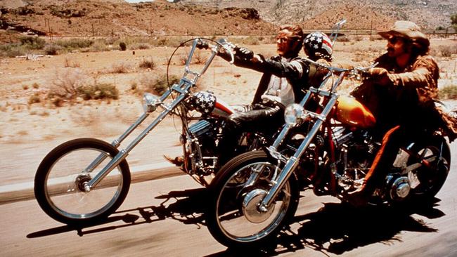 Actors Peter Fonda and Dennis Hopper in the 1969 road film Easy Rider. Picture: supplied