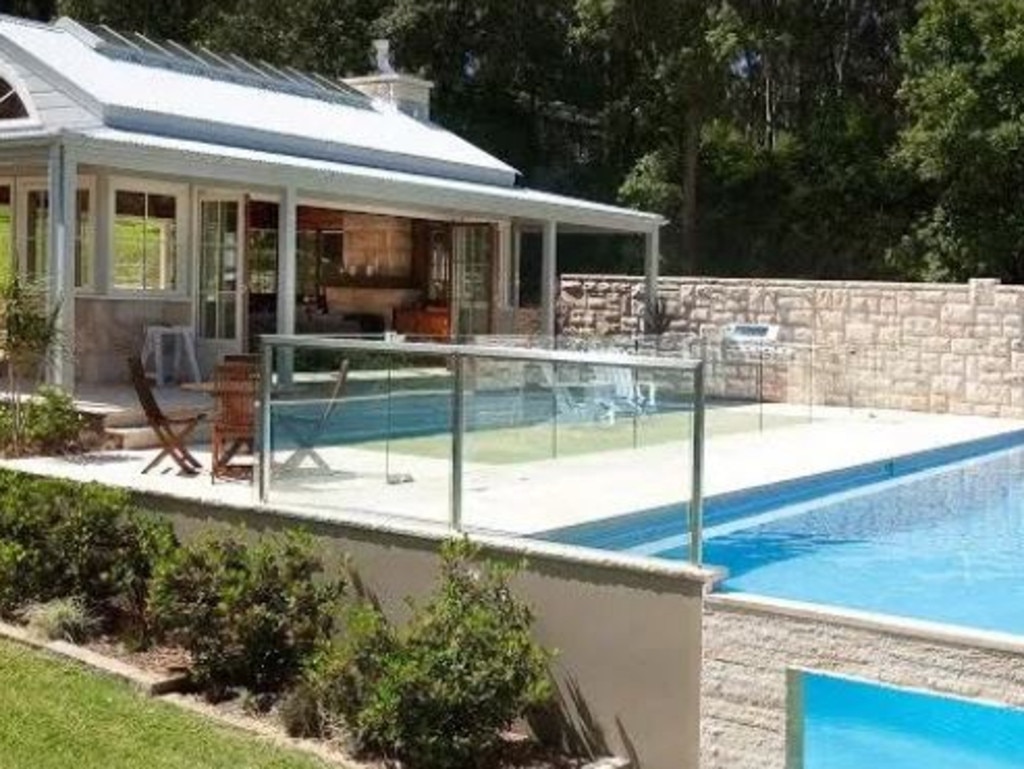 A pool house and swimming pool at the home on Scotland Island believed to have been purchased by Cannon-Brookes.