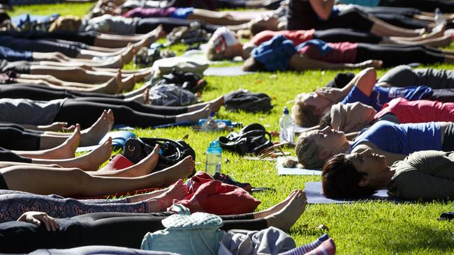 Yoga at the Evandale Parklands. Photo: Supplied