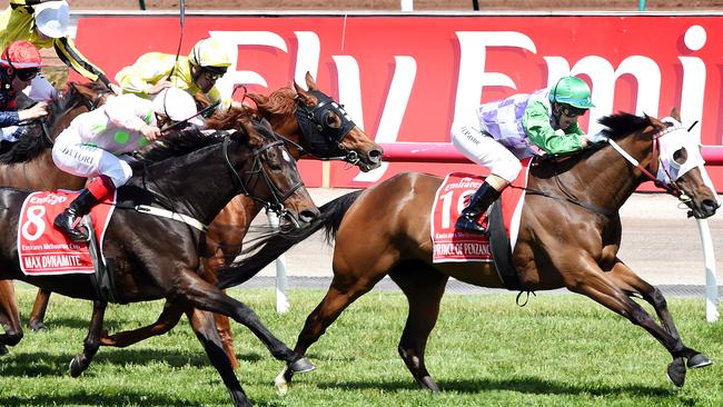 Michelle Payne guiding Prince of Penzance to victory in last year’s Melbourne Cup. Picture: Nicole Garmston