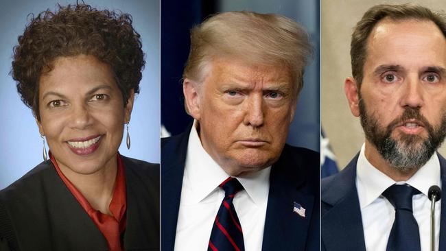 This combination picture shows (from left) Judge Tanya Chutkan, former US President Donald Trump and Special Counsel Jack Smith. Picture: AFP