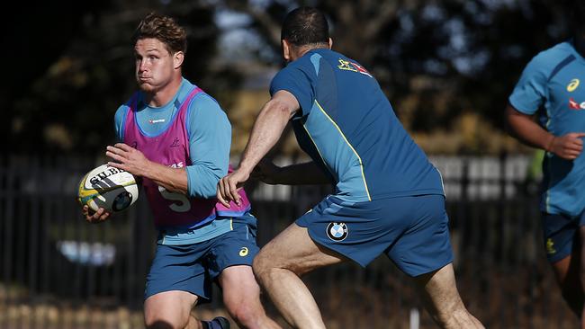 Waratahs Captain Michael Hooper and the NSW Wallabies squad members doing a running session in preparation for next month's Bledisloe Cup.