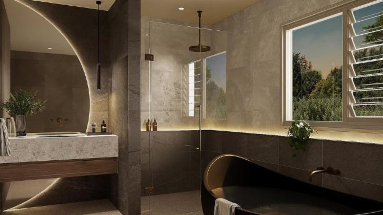 Including a ‘moody’ bathroom. Picture: Alicia Xiberras Interiors