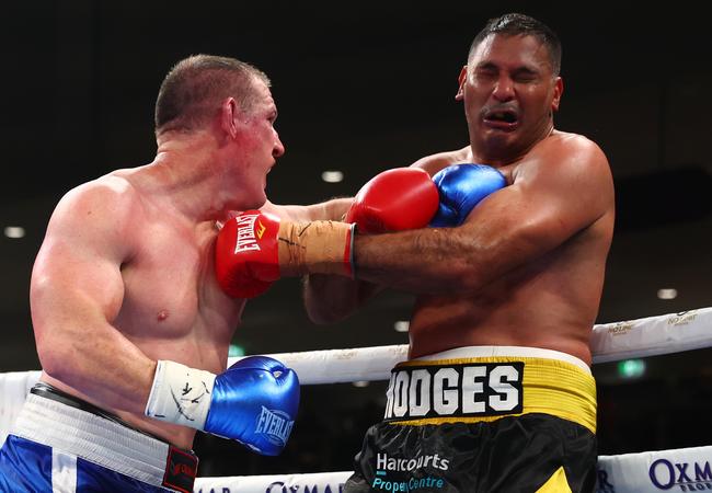 Paul Gallen v Justin Hodges. Gallen has one more fight before retirement. Picture: Chris Hyde/Getty Images