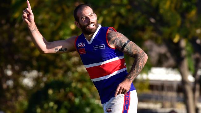 Keilor star Dean Galea celebrates a goal. Picture: Jamie Morey