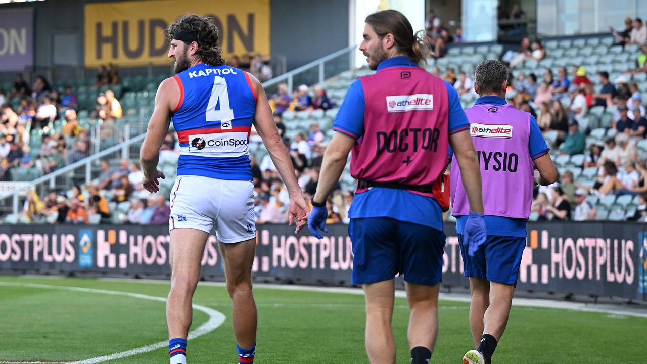 The Bulldogs will start the season without Marcus Bontempelli. Picture: Steve Bell/Getty Images