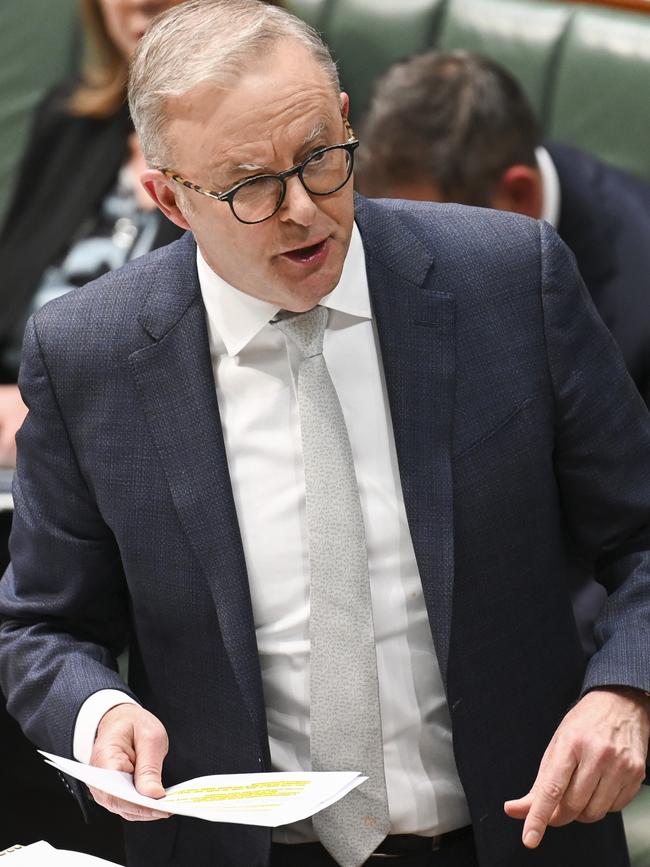 Prime Minister Anthony Albanese provided an update on Fatima Payman during Question Time. Picture: NewsWire / Martin Ollman