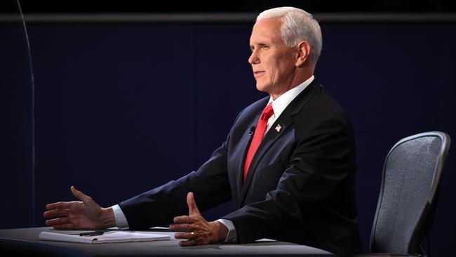 Mike Pence exhibited an easy talent as an articulate and confident defender of his leader at the University of Utah in Salt Lake City on Thursday. Picture: AFP