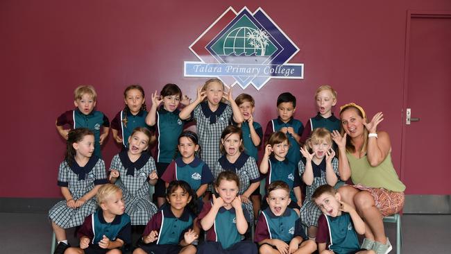 MY FIRST YEAR: Funny faces. Talara Primary College Preps. Picture: Patrick Woods.