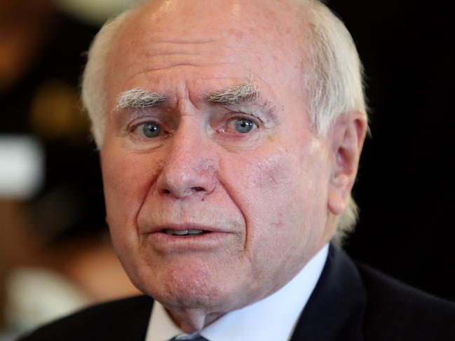 Former prime minister John Howard campaigning with Liberal Candidate for Mayo Georgina Downer in Goolwa in Adelaide, Wednesday, July 18, 2018. (AAP Image/Kelly Barnes) NO ARCHIVING