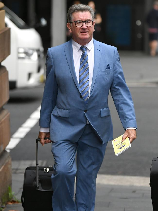 Veteran crime reporter Steve Barrett arrives at Kings Street Court in Sydney for his trial. Picture: NCA NewsWire / Jeremy Piper