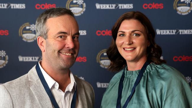 2020 Farmers of the Year Matt and Alli Reid join in the celebrations.