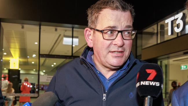 Victorian Premier Daniel Andrews arrives at Melbourne airport after returning from a visit to China. Picture: David Geraghty