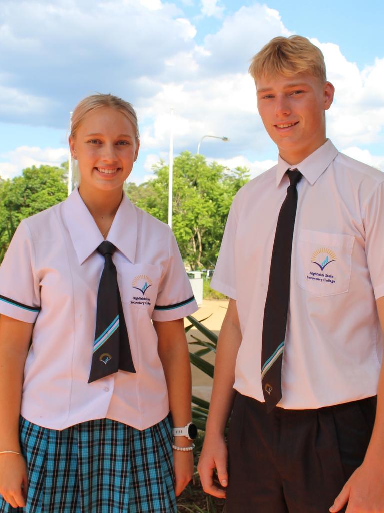 Highfields State Secondary College students Mitch Dabin and Mackenzie Alden were selected as the school's 2023 captains. Tuesday, March 14 2023. Picture: supplied.