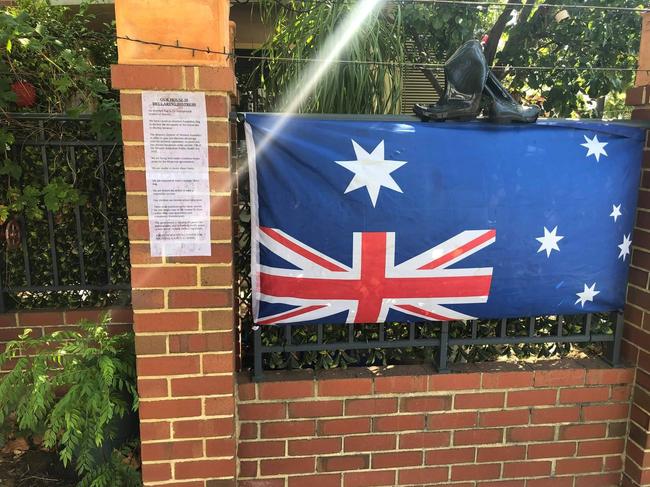 The upside-down flag in Perth.