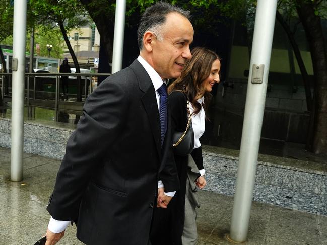 Opposition Leader John Pesutto arrives at court with his wife, Betty. Picture: Luis Enrique Ascui