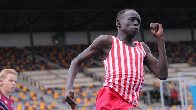 Gout Gout as a Year 7 student in his first GPS Track and Field meet for IGS. Not only did he win three of his four events, but he also broke the 20-year-old IGS record set by Junior Sau in the U13 100m and the 37-year-old record set by Lynten Johnson in the U13 200m.