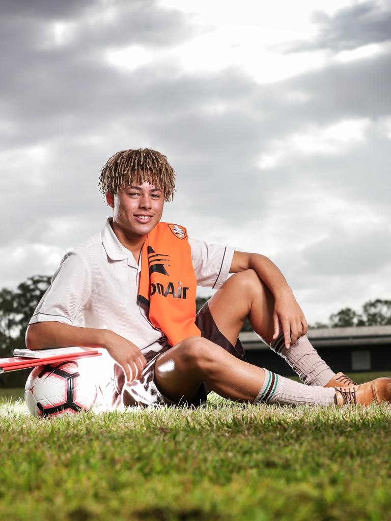 Izaack Powell, pictured days before his 17th birthday, became the youngest player to represent the Brisbane Roar in the A-League. Picture: Nigel Hallett