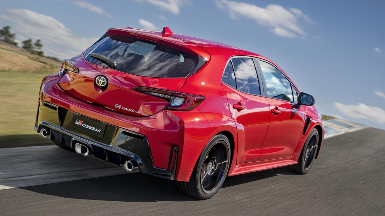 Easily spotted, the Toyota GR Corolla GTS features a triple exhaust and a bodykit.