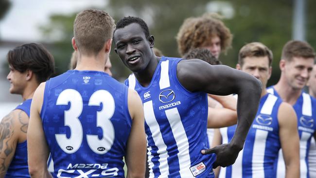 North Melbourne Majak Daw is back training with the Kangas. Pic: David Caird