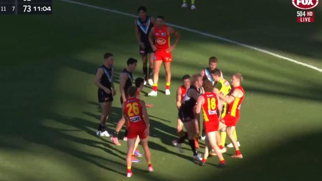 Jason Horne-Francis lost his cool. Credit: Fox Footy