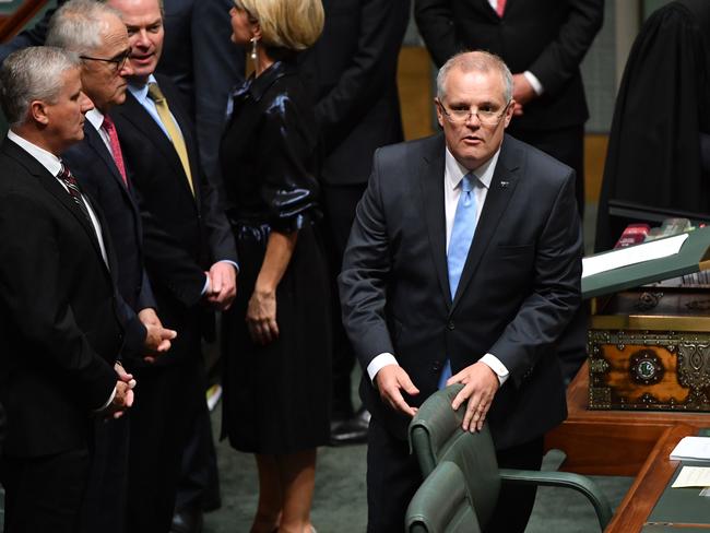 Treasurer Scott Morrison waits to deliver the 2018 Budget in the House of Representatives. Picture: AAP