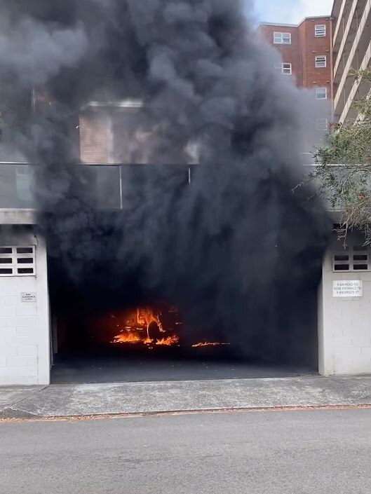 The car fire was on Raymond Rd, Neutral Bay. Picture: Mosmancollective