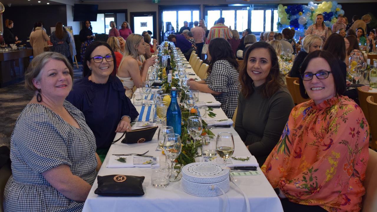 Kym Bannerman, Alicia Cook, Mel Alexander and Mellisa Cover at the Dalby Diehards Ladies Long Lunch 2022. Picture: Emily Devon.