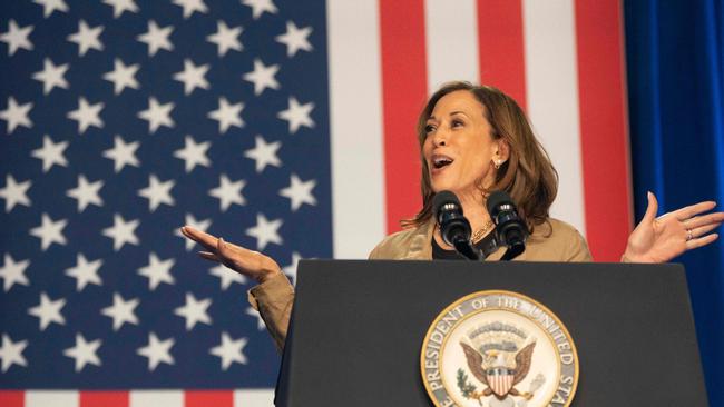 US Vice President and Democratic presidential candidate Kamala Harris speaks during a campaign rally in Douglas, Arizona.