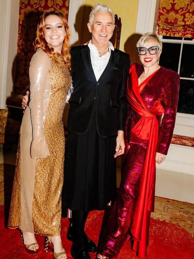 Baz Luhrmann at the party with daughter Lilly (left) and wife Catherine Martin (right).