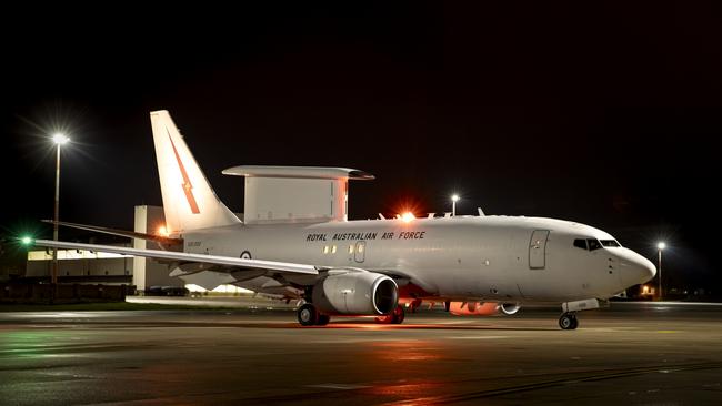 A Royal Australian Air Force E-7A Wedgetail prior to a flight during Operation Kudu in Germany. Picture: Corporal Nicole Dorrett