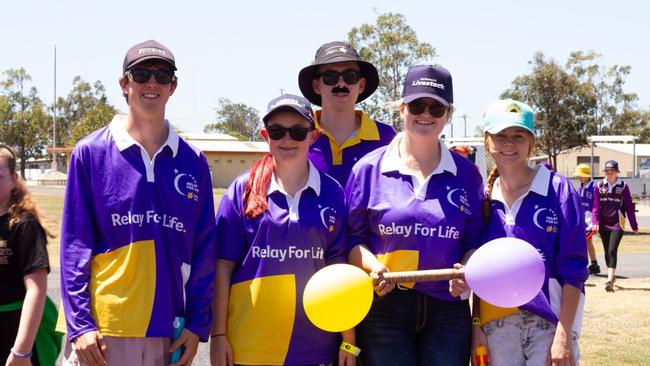 Blake Young, Audrey Ellison, Kayla McCortter, Jemma Stevens and Lachie Simpson at the 2023 Bundaberg Relay for Life.