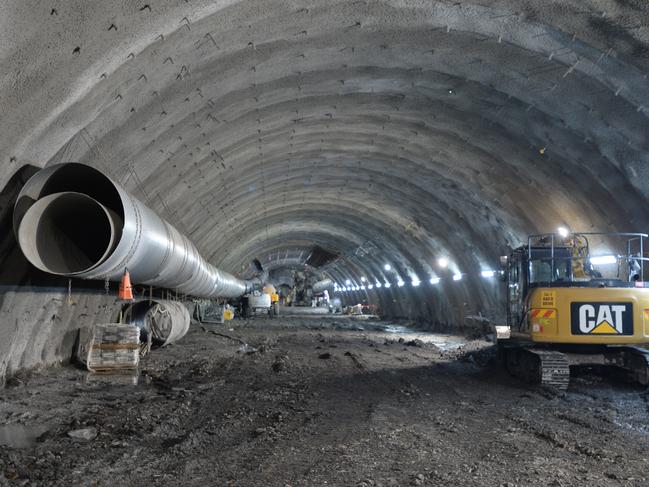 Work under Franklin St and Bowen St Melbourne for the construction of the Metro rail tunnel. Picture: Andrew Henshaw