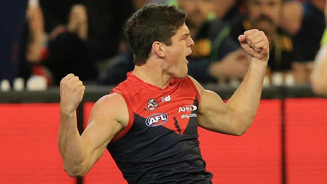 Melbourne midfielder Angus Brayshaw won’t play this week against Gold Coast — and teammate Bernie Vince says it’s because his head’s too big.